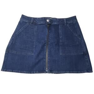 Madewell Womens Blue Denim A-Line Mini Skirt High Rise Zip Pockets Size 31